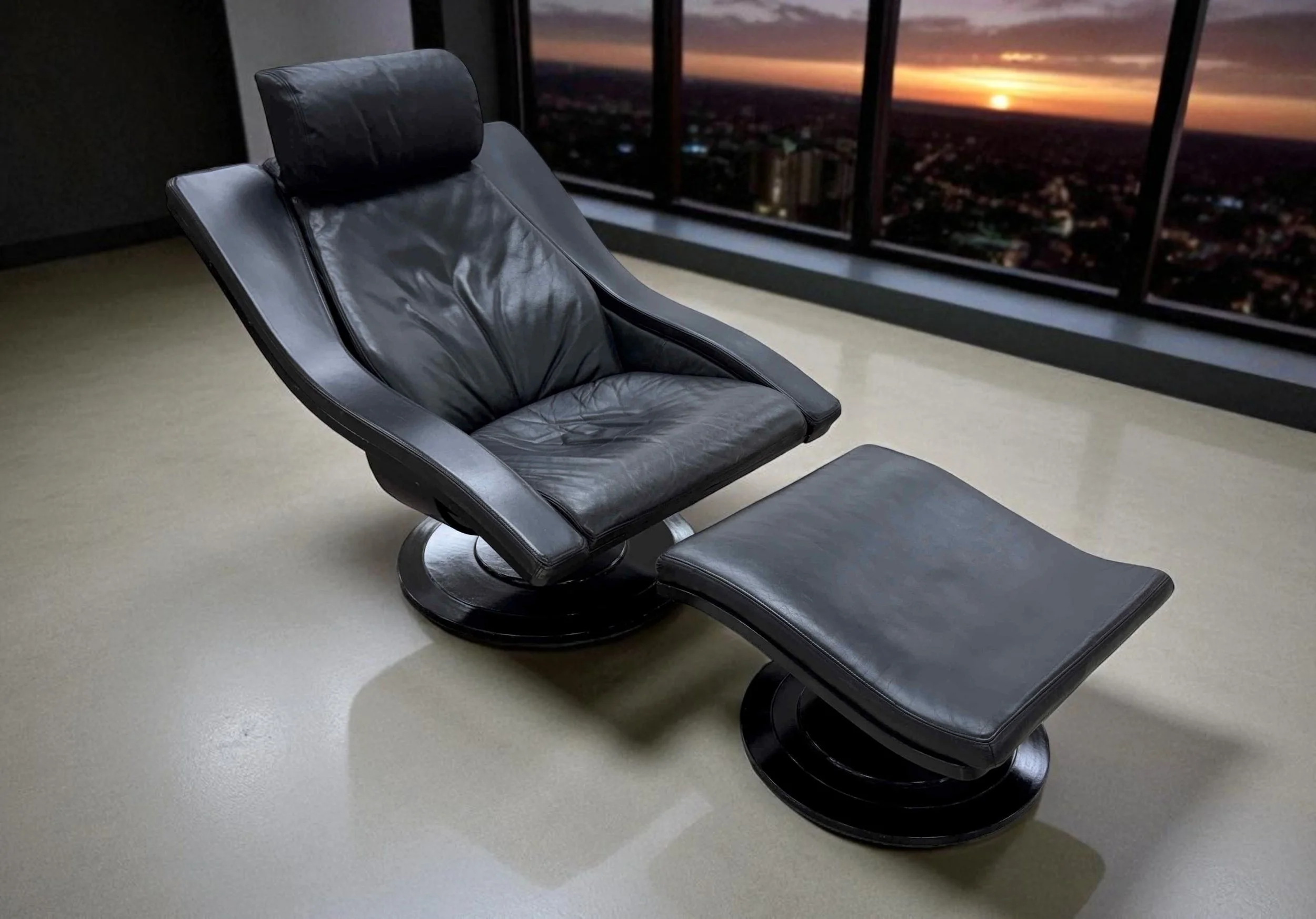 Encore Furniture Gallery-1970s Nelo Move Leather Swivel Lounge